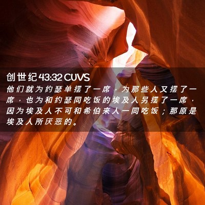 Picture 02 - 创 世 纪 43:32 CUVS - 他 们 就 为 约 瑟 单 摆 了 一 席 ， - Bible Verse Picture