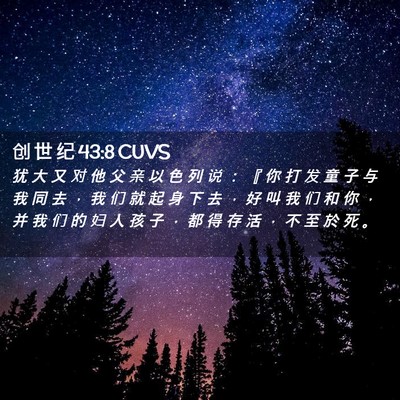 Picture 02 - 创 世 纪 43:8 CUVS - 犹 大 又 对 他 父 亲 以 色 列 说 ： - Bible Verse Picture