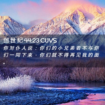 Picture 02 - 创 世 纪 44:23 CUVS - 你 对 仆 人 说 ： 你 们 的 小 兄 弟 - Bible Verse Picture