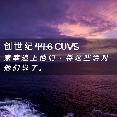 Picture 02 - 创 世 纪 44:6 CUVS - 家 宰 追 上 他 们 ， 将 这 些 话 对 - Bible Verse Picture