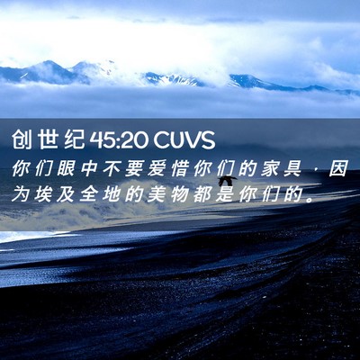 Picture 02 - 创 世 纪 45:20 CUVS - 你 们 眼 中 不 要 爱 惜 你 们 的 家 - Bible Verse Picture