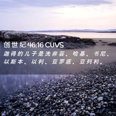 Picture 02 - 创 世 纪 46:16 CUVS - 迦 得 的 儿 子 是 洗 非 芸 、 哈 基 - Bible Verse Picture