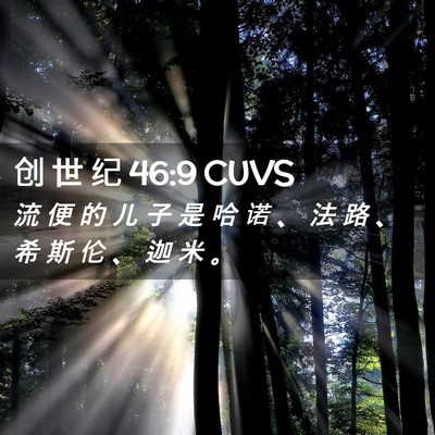 Picture 02 - 创 世 纪 46:9 CUVS - 流 便 的 儿 子 是 哈 诺 、 法 路 、 - Bible Verse Picture