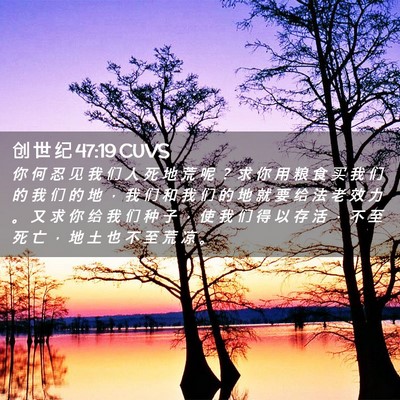 Picture 02 - 创 世 纪 47:19 CUVS - 你 何 忍 见 我 们 人 死 地 荒 呢 ？ - Bible Verse Picture