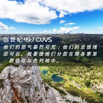 Picture 02 - 创 世 纪 49:7 CUVS - 他 们 的 怒 气 暴 烈 可 咒 ； 他 们 - Bible Verse Picture