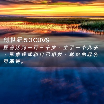 Picture 02 - 创 世 纪 5:3 CUVS - 亚 当 活 到 一 百 三 十 岁 ， 生 了 - Bible Verse Picture