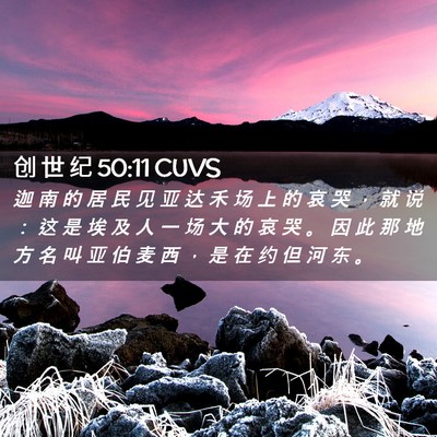 Picture 02 - 创 世 纪 50:11 CUVS - 迦 南 的 居 民 见 亚 达 禾 场 上 的 - Bible Verse Picture