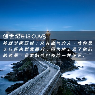 Picture 02 - 创 世 纪 6:13 CUVS - 神 就 对 挪 亚 说 ： 凡 有 血 气 的 - Bible Verse Picture
