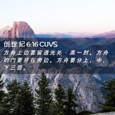 Picture 02 - 创 世 纪 6:16 CUVS - 方 舟 上 边 要 留 透 光 处 ， 高 一 - Bible Verse Picture
