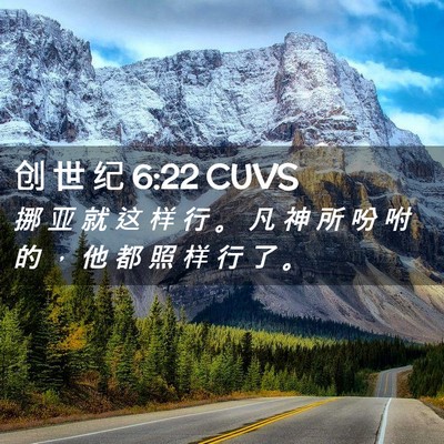 Picture 02 - 创 世 纪 6:22 CUVS - 挪 亚 就 这 样 行 。 凡 神 所 吩 咐 - Bible Verse Picture