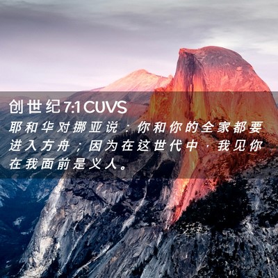 Picture 02 - 创 世 纪 7:1 CUVS - 耶 和 华 对 挪 亚 说 ： 你 和 你 的 - Bible Verse Picture