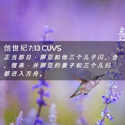 Picture 02 - 创 世 纪 7:13 CUVS - 正 当 那 日 ， 挪 亚 和 他 三 个 儿 - Bible Verse Picture
