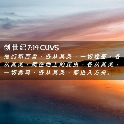 Picture 02 - 创 世 纪 7:14 CUVS - 他 们 和 百 兽 ， 各 从 其 类 ， 一 - Bible Verse Picture