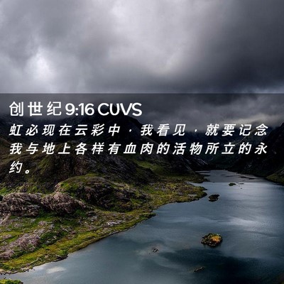 Picture 02 - 创 世 纪 9:16 CUVS - 虹 必 现 在 云 彩 中 ， 我 看 见 ， - Bible Verse Picture