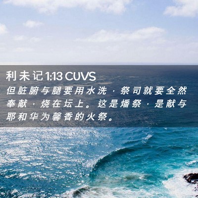 Picture 02 - 利 未 记 1:13 CUVS - 但 脏 腑 与 腿 要 用 水 洗 ， 祭 司 - Bible Verse Picture
