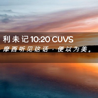 Picture 02 - 利 未 记 10:20 CUVS - 摩 西 听 见 这 话 ， 便 以 为 美 - Bible Verse Picture
