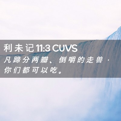 Picture 02 - 利 未 记 11:3 CUVS - 凡 蹄 分 两 瓣 、 倒 嚼 的 走 兽 ， - Bible Verse Picture