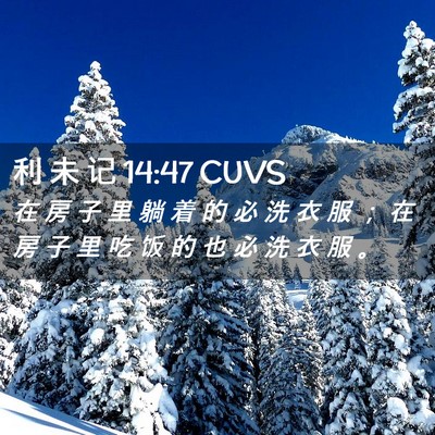 Picture 02 - 利 未 记 14:47 CUVS - 在 房 子 里 躺 着 的 必 洗 衣 服 ； - Bible Verse Picture