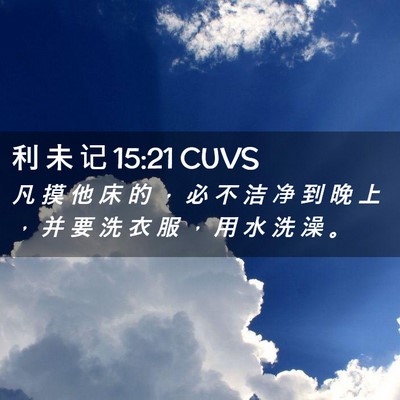 Picture 02 - 利 未 记 15:21 CUVS - 凡 摸 他 床 的 ， 必 不 洁 净 到 晚 - Bible Verse Picture