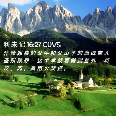 Picture 02 - 利 未 记 16:27 CUVS - 作 赎 罪 祭 的 公 牛 和 公 山 羊 的 - Bible Verse Picture