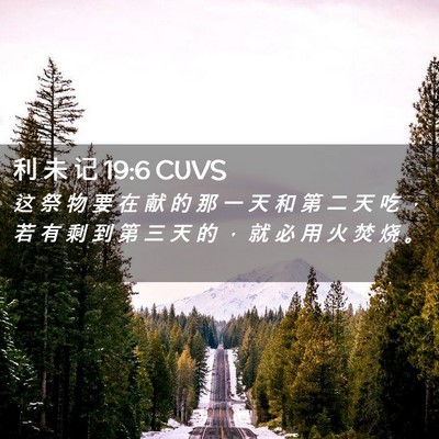 Picture 02 - 利 未 记 19:6 CUVS - 这 祭 物 要 在 献 的 那 一 天 和 第 - Bible Verse Picture