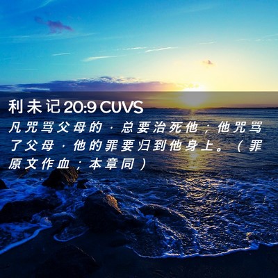 Picture 02 - 利 未 记 20:9 CUVS - 凡 咒 骂 父 母 的 ， 总 要 治 死 他 - Bible Verse Picture