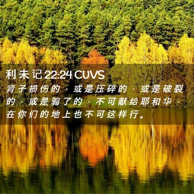 Picture 02 - 利 未 记 22:24 CUVS - 肾 子 损 伤 的 ， 或 是 压 碎 的 ， - Bible Verse Picture