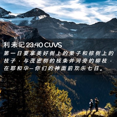 Picture 02 - 利 未 记 23:40 CUVS - 第 一 日 要 拿 美 好 树 上 的 果 子 - Bible Verse Picture