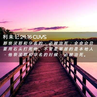 Picture 02 - 利 未 记 24:16 CUVS - 那 亵 渎 耶 和 华 名 的 ， 必 被 治 - Bible Verse Picture