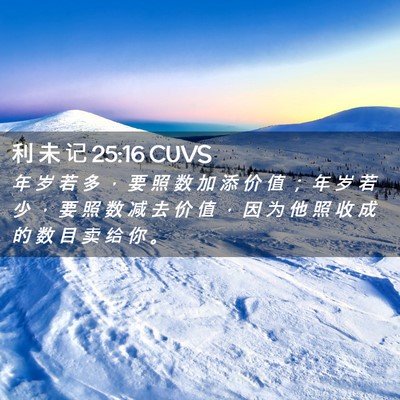 Picture 02 - 利 未 记 25:16 CUVS - 年 岁 若 多 ， 要 照 数 加 添 价 值 - Bible Verse Picture
