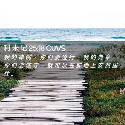 Picture 02 - 利 未 记 25:18 CUVS - 我 的 律 例 ， 你 们 要 遵 行 ， 我 - Bible Verse Picture