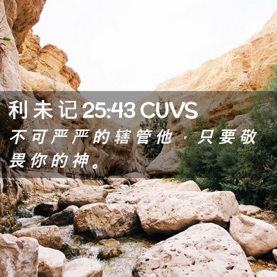 Picture 02 - 利 未 记 25:43 CUVS - 不 可 严 严 的 辖 管 他 ， 只 要 敬 - Bible Verse Picture