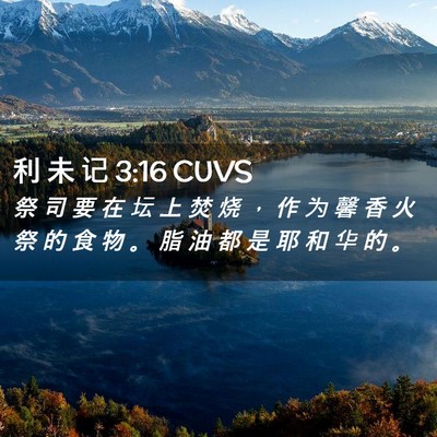 Picture 02 - 利 未 记 3:16 CUVS - 祭 司 要 在 坛 上 焚 烧 ， 作 为 馨 - Bible Verse Picture