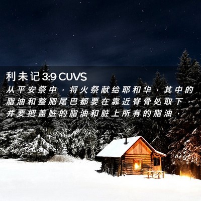 Picture 02 - 利 未 记 3:9 CUVS - 从 平 安 祭 中 ， 将 火 祭 献 给 耶 - Bible Verse Picture