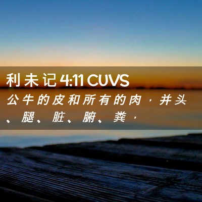 Picture 02 - 利 未 记 4:11 CUVS - 公 牛 的 皮 和 所 有 的 肉 ， 并 头 - Bible Verse Picture