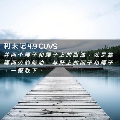 Picture 02 - 利 未 记 4:9 CUVS - 并 两 个 腰 子 和 腰 子 上 的 脂 油 - Bible Verse Picture