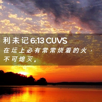 Picture 02 - 利 未 记 6:13 CUVS - 在 坛 上 必 有 常 常 烧 着 的 火 ， - Bible Verse Picture