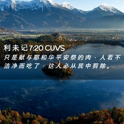 Picture 02 - 利 未 记 7:20 CUVS - 只 是 献 与 耶 和 华 平 安 祭 的 肉 - Bible Verse Picture