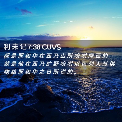 Picture 02 - 利 未 记 7:38 CUVS - 都 是 耶 和 华 在 西 乃 山 所 吩 咐 - Bible Verse Picture