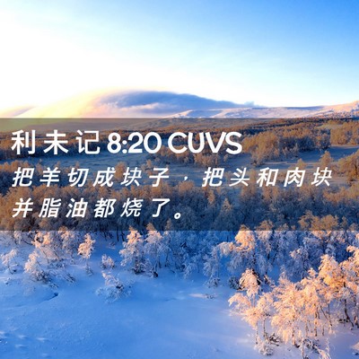 Picture 02 - 利 未 记 8:20 CUVS - 把 羊 切 成 块 子 ， 把 头 和 肉 块 - Bible Verse Picture