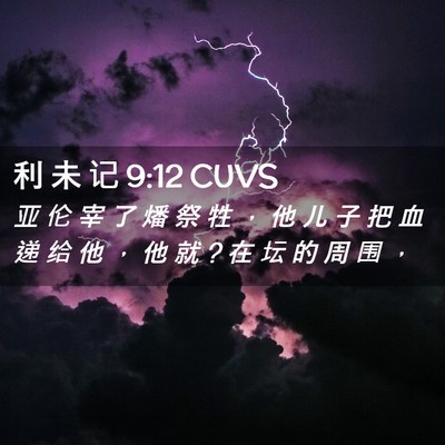 Picture 02 - 利 未 记 9:12 CUVS - 亚 伦 宰 了 燔 祭 牲 ， 他 儿 子 把 - Bible Verse Picture