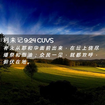 Picture 02 - 利 未 记 9:24 CUVS - 有 火 从 耶 和 华 面 前 出 来 ， 在 - Bible Verse Picture