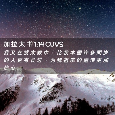 Picture 02 - 加 拉 太 书 1:14 CUVS - 我 又 在 犹 太 教 中 ， 比 我 本 国 - Bible Verse Picture