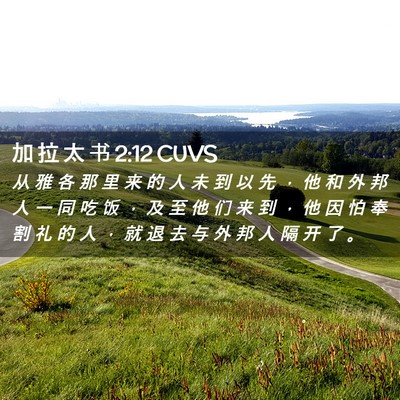 Picture 02 - 加 拉 太 书 2:12 CUVS - 从 雅 各 那 里 来 的 人 未 到 以 先 - Bible Verse Picture