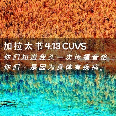 Picture 02 - 加 拉 太 书 4:13 CUVS - 你 们 知 道 我 头 一 次 传 福 音 给 - Bible Verse Picture