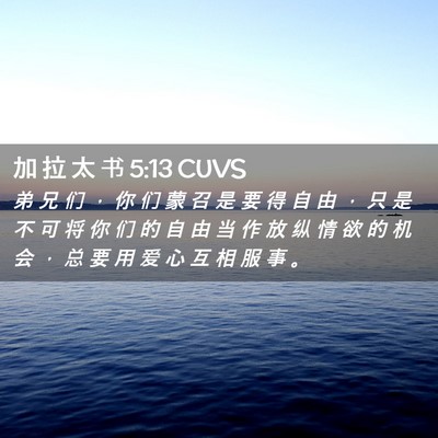Picture 02 - 加 拉 太 书 5:13 CUVS - 弟 兄 们 ， 你 们 蒙 召 是 要 得 自 - Bible Verse Picture
