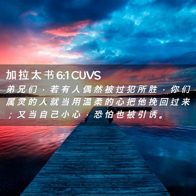 Picture 02 - 加 拉 太 书 6:1 CUVS - 弟 兄 们 ， 若 有 人 偶 然 被 过 犯 - Bible Verse Picture