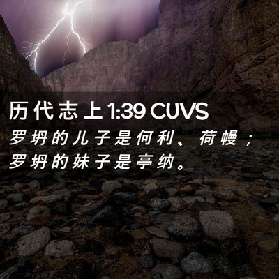 Picture 02 - 历 代 志 上 1:39 CUVS - 罗 坍 的 儿 子 是 何 利 、 荷 幔 ； - Bible Verse Picture