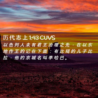 Picture 02 - 历 代 志 上 1:43 CUVS - 以 色 列 人 未 有 君 王 治 理 之 先 - Bible Verse Picture