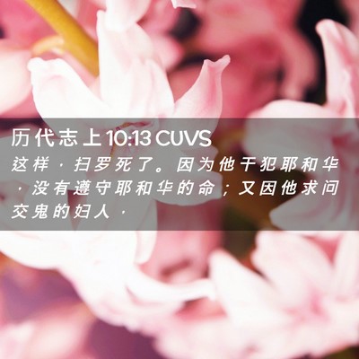 Picture 02 - 历 代 志 上 10:13 CUVS - 这 样 ， 扫 罗 死 了 。 因 为 他 干 - Bible Verse Picture